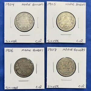 Remarkable 1904, 1905, 1906 & 1907 Canada 25¢ Quarters!